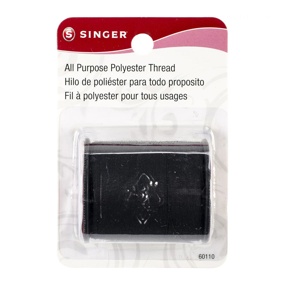 Singer All Purpose Polyester Thread, 150 Yd, Black, 1 Ea